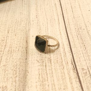 Chelsea Row Silver Ring with Black Stone Size 5-6